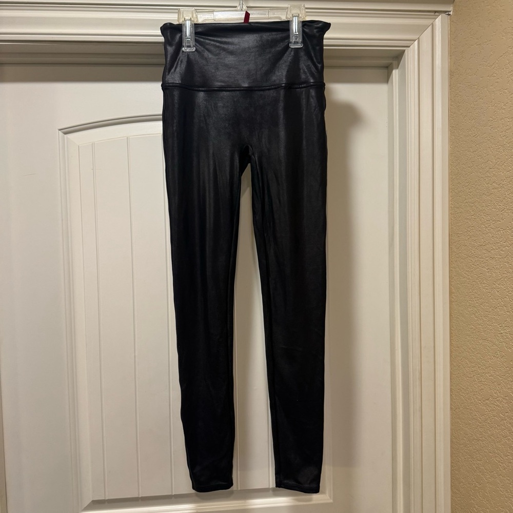 Spanx Faux Leather Black High-Waisted Leggings Large